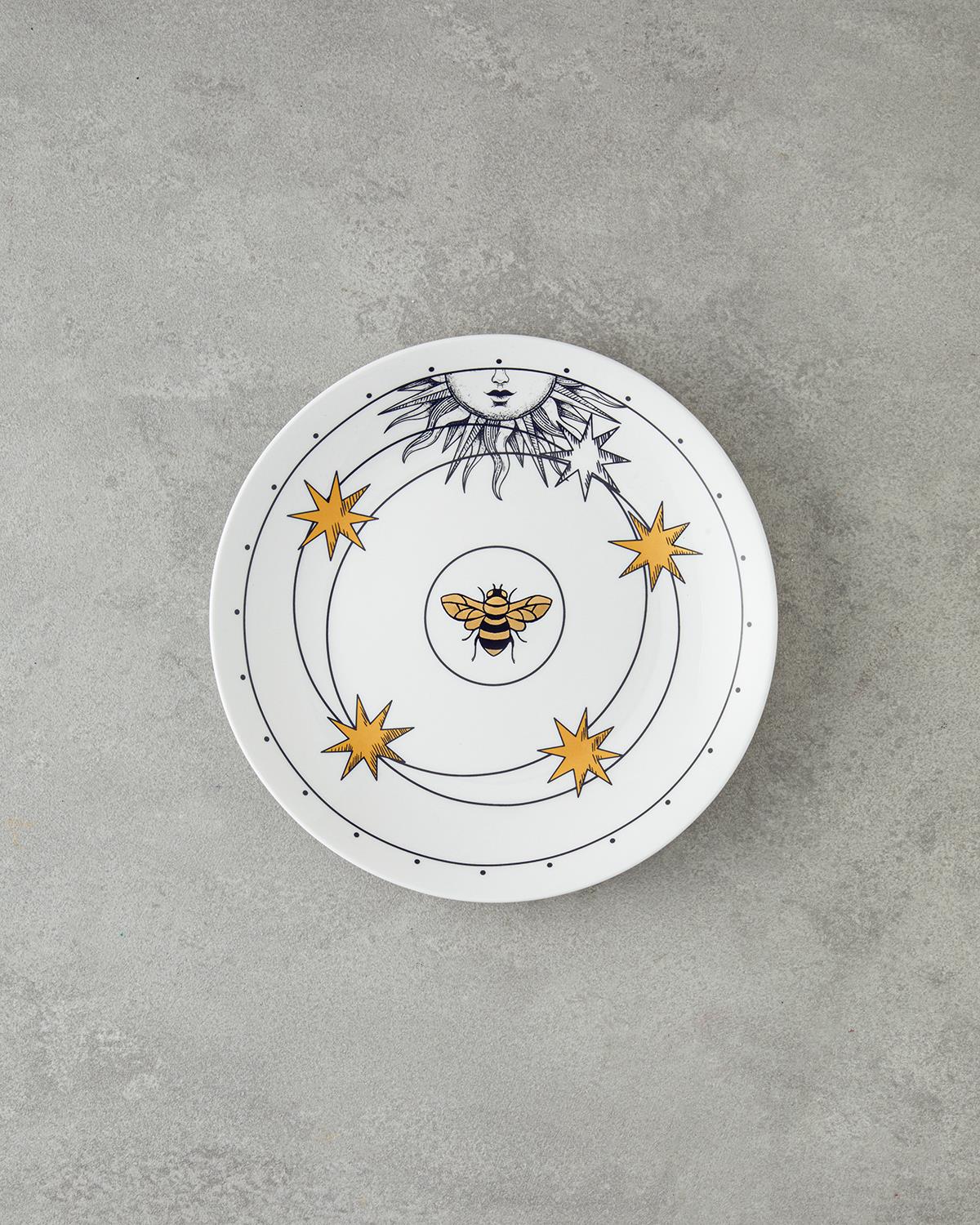 Talisman Spirit New Bone China Pasta Tabağı 20 cm Siyah-Beyaz-Gold