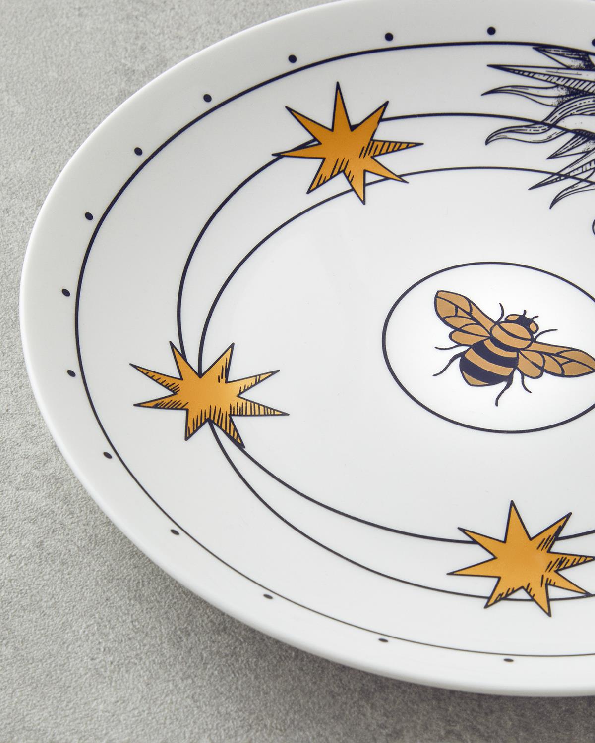 Talisman Spirit New Bone China Pasta Tabağı 20 cm Siyah-Beyaz-Gold