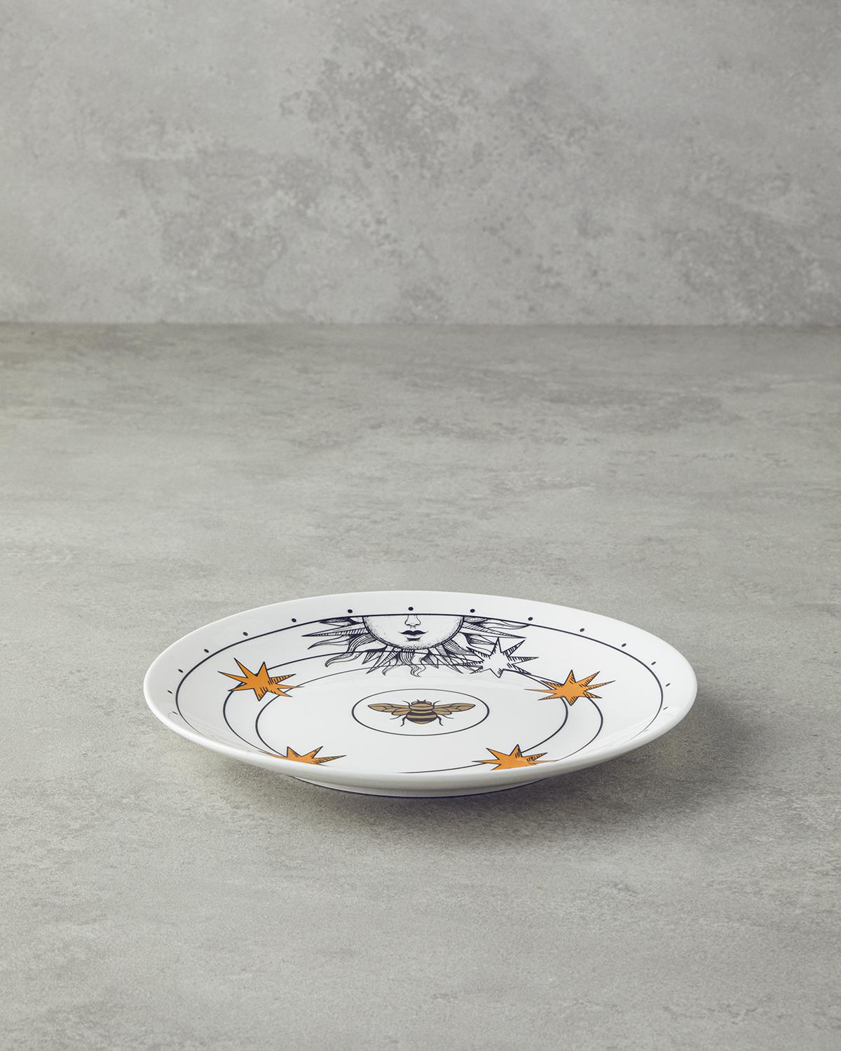 Talisman Spirit New Bone China Pasta Tabağı 20 cm Siyah-Beyaz-Gold