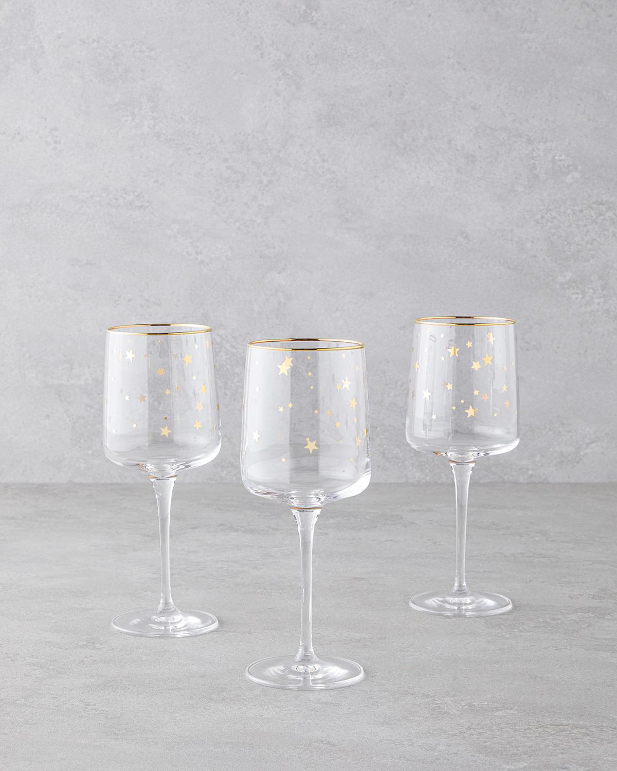 Talisman Star Cam 3'lü Kadeh 320 ml Şeffaf-Gold