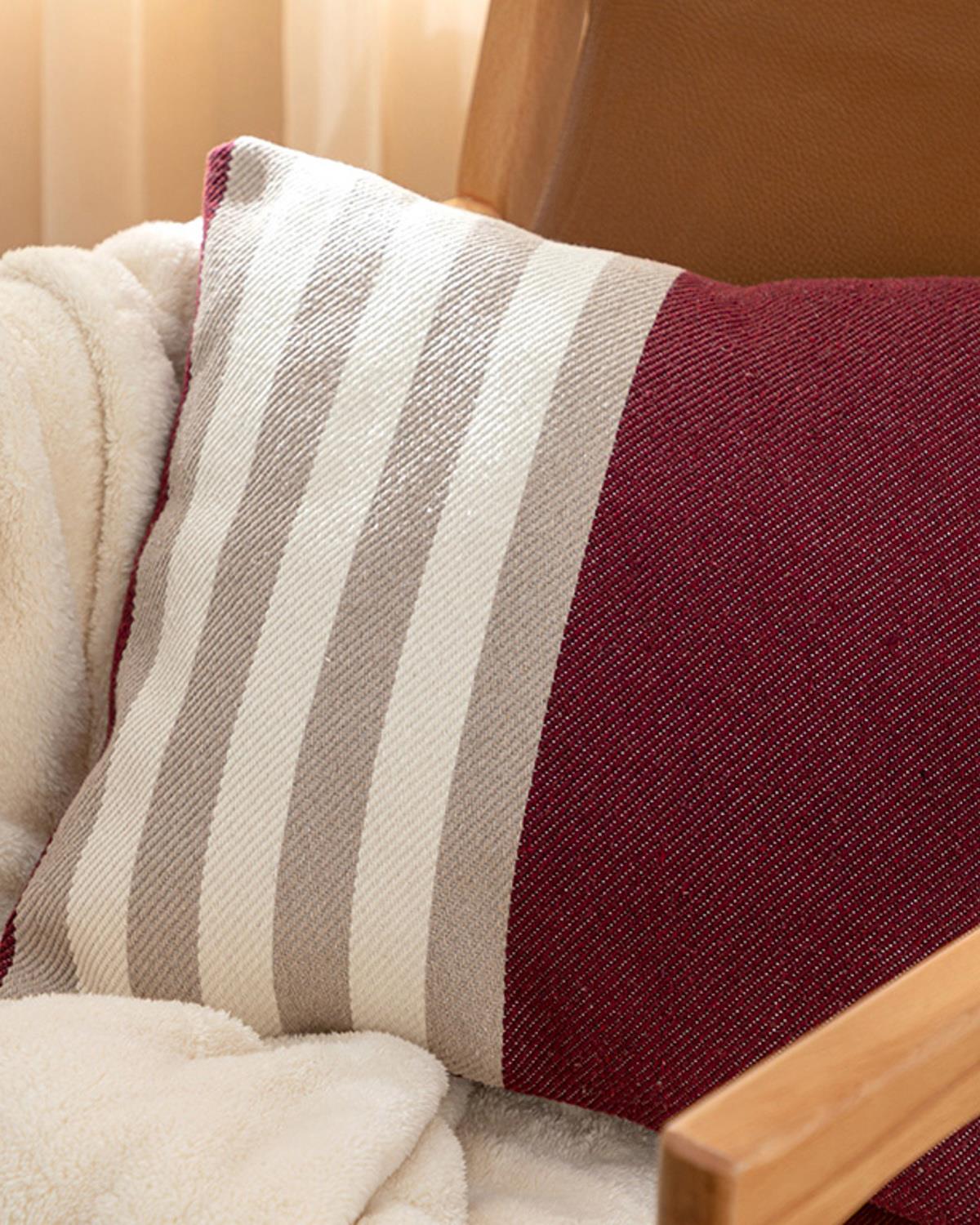 Tissage Dokuma Kırlent Kılıfı Bordo