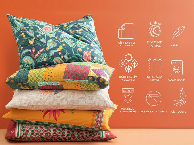 Toile De Jouy Pamuklu 2'li Yastık Kılıfı Fuşya