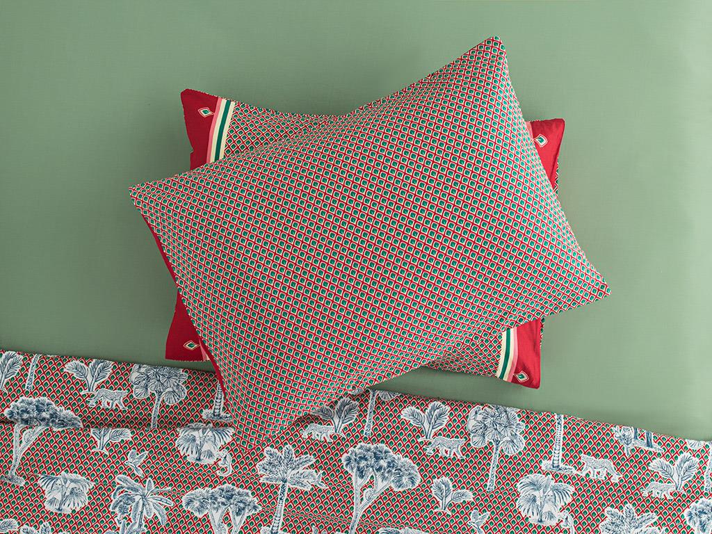 Toile De Jouy Pamuklu 2'li Yastık Kılıfı Fuşya
