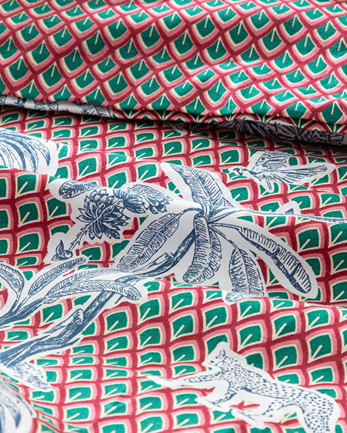 Toile De Jouy Pamuklu Çift Kişilik Nevresim Seti Fuşya
