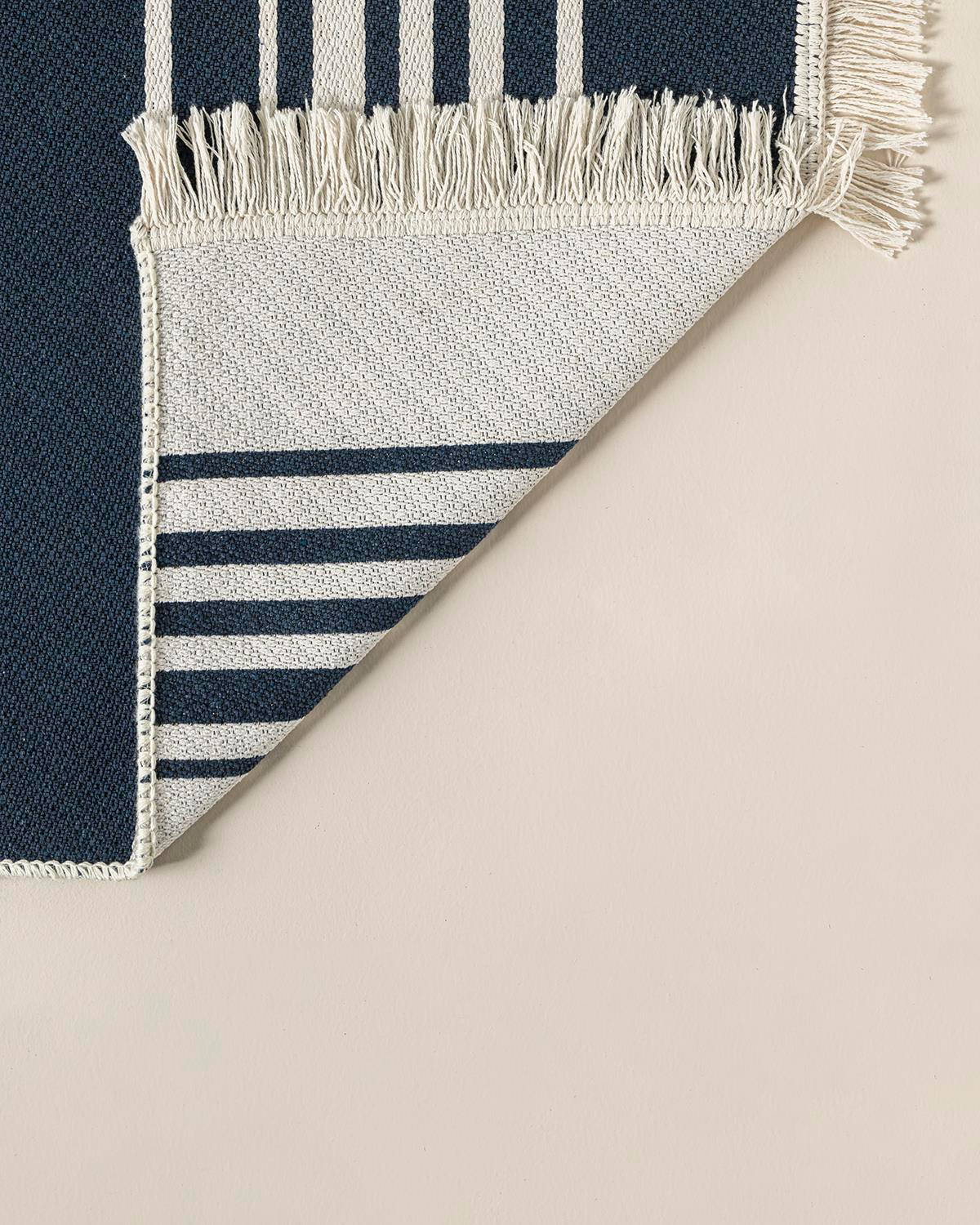 Trendy Mode Dokuma Kilim Lacivert - Krem