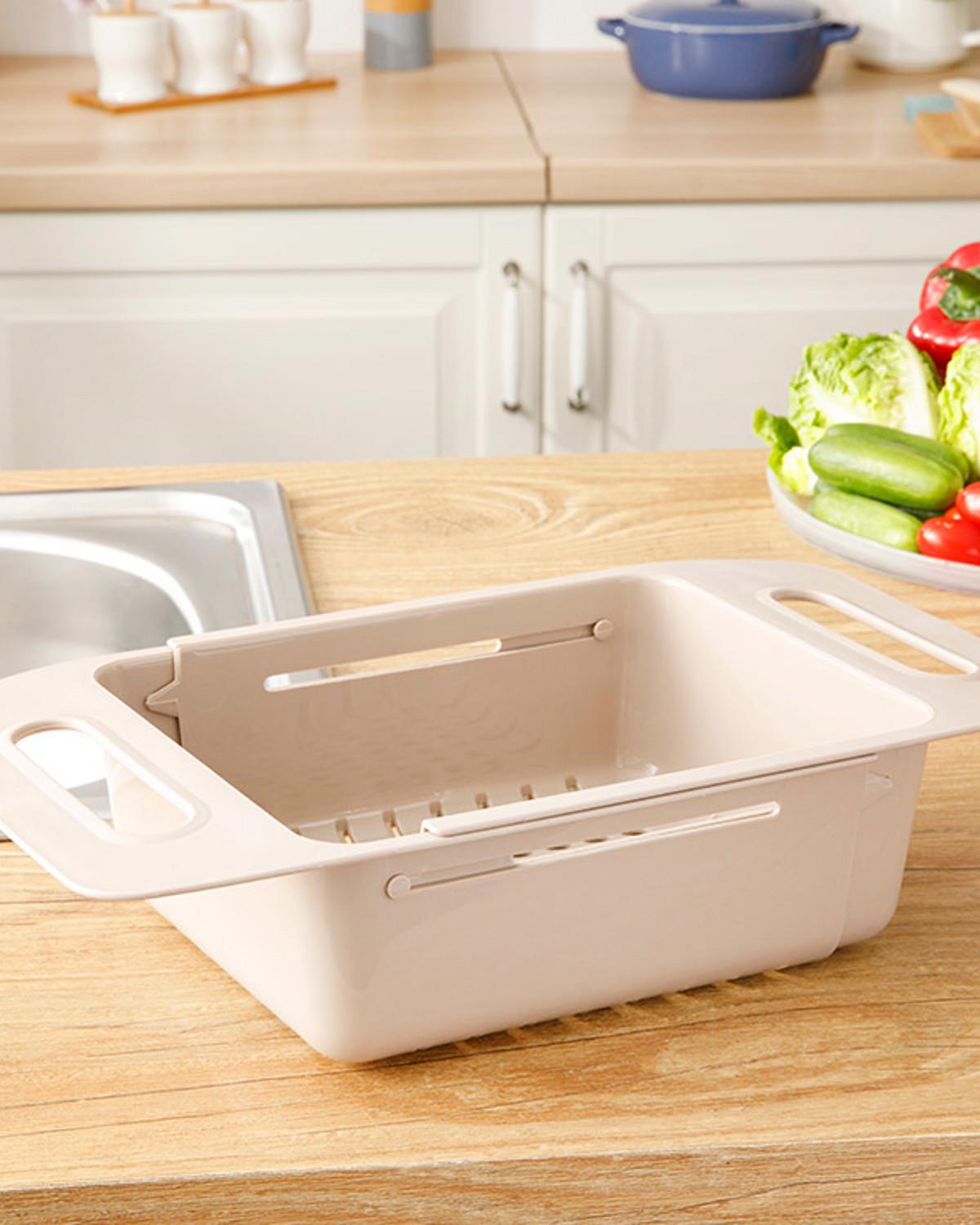 Trendy Plastik Ayarlanabilir Lavabo Süzgeci Süzgeç Bej