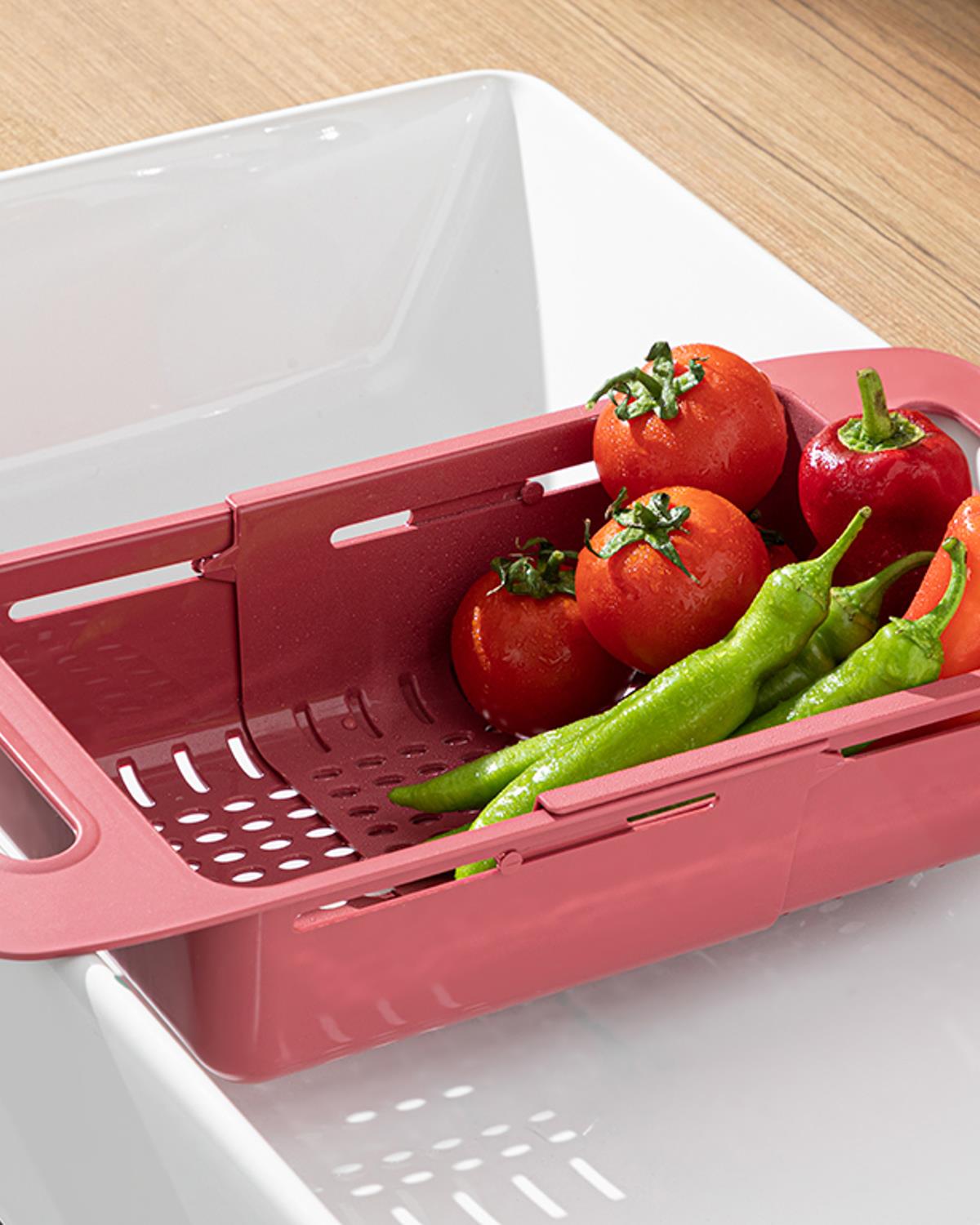 Trendy Plastik Ayarlanabilir Lavabo Süzgeci Süzgeç Kırmızı