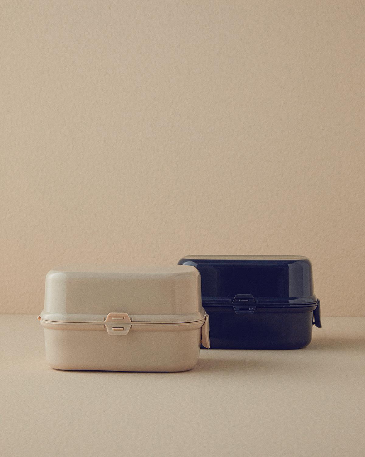 Trendy Plastik Bölmeli Lunch Box Koyu Bej