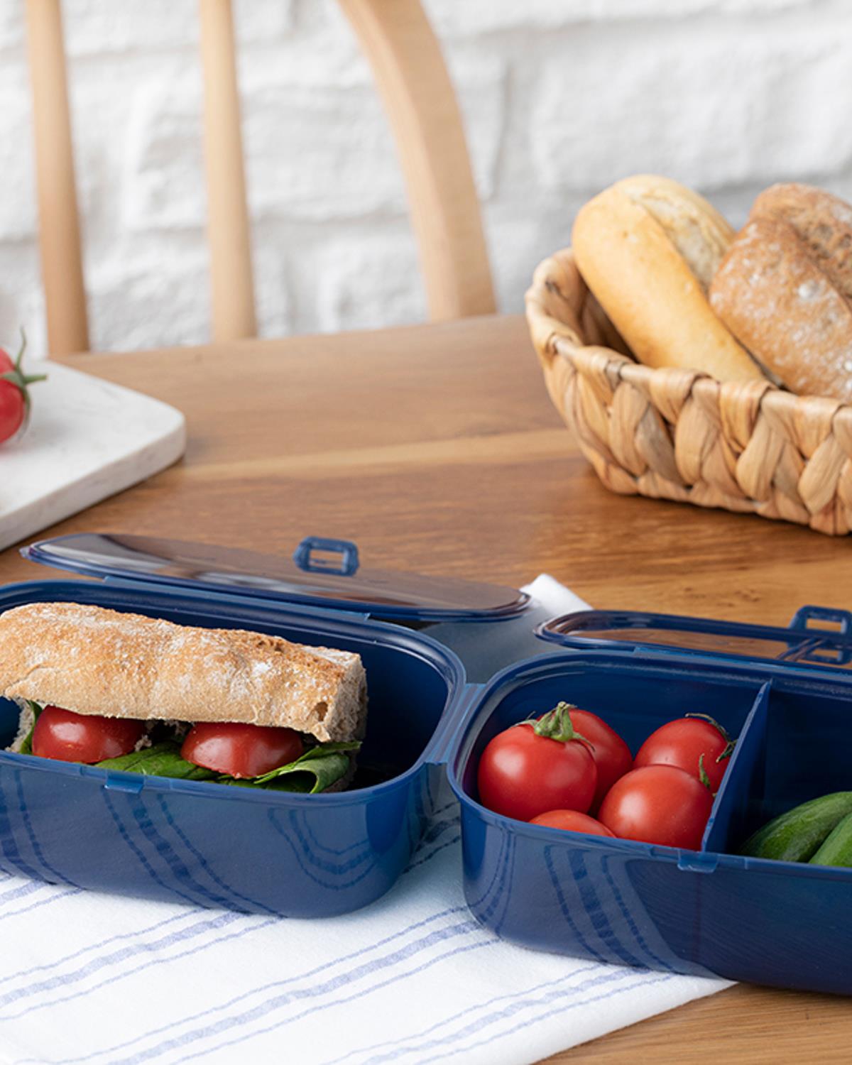 Trendy Plastik Bölmeli Lunch Box Lacivert