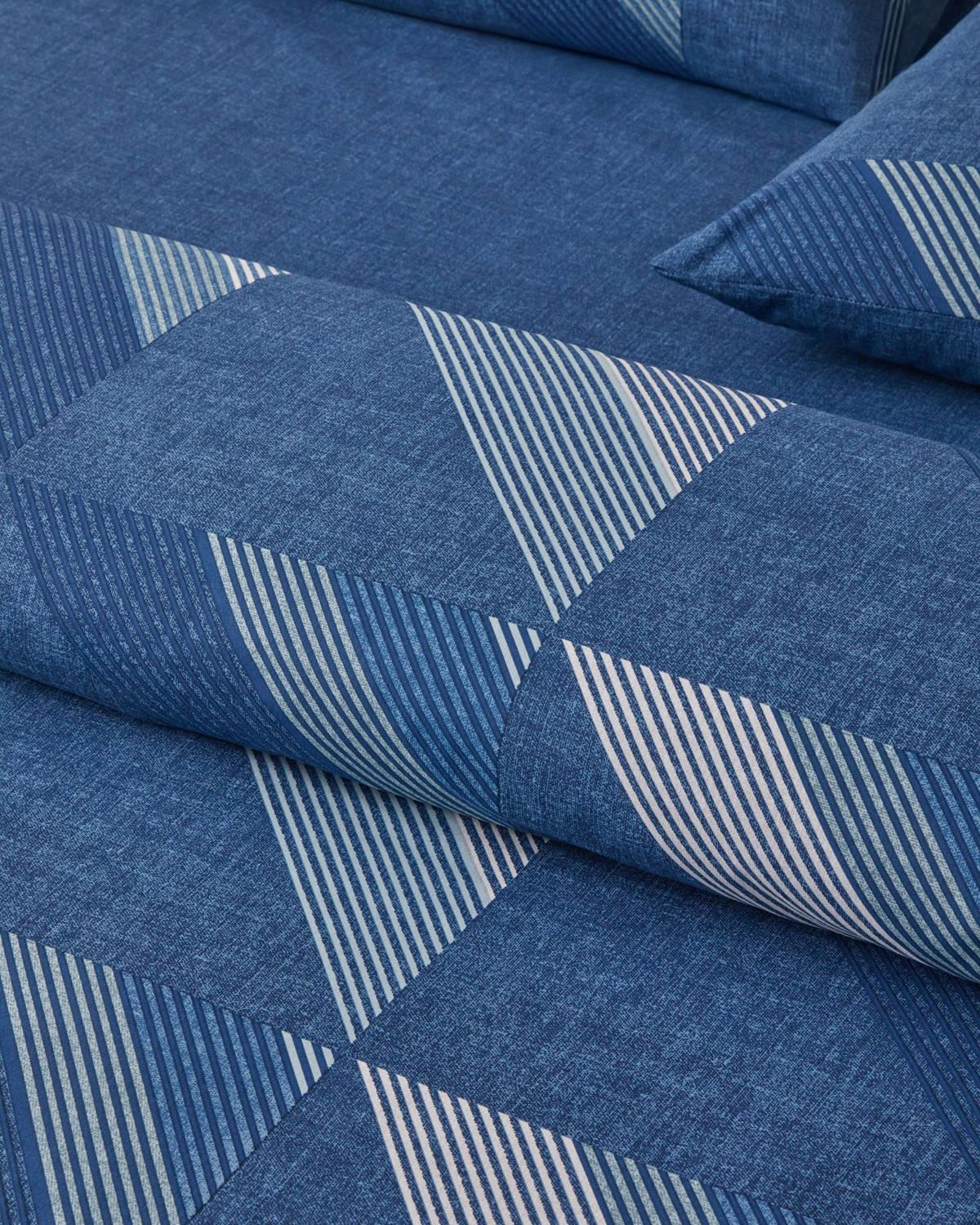 Triangle Flow Kolay Ütülenir Çift Kişilik Nevresim Takımı 200x220 cm Lacivert