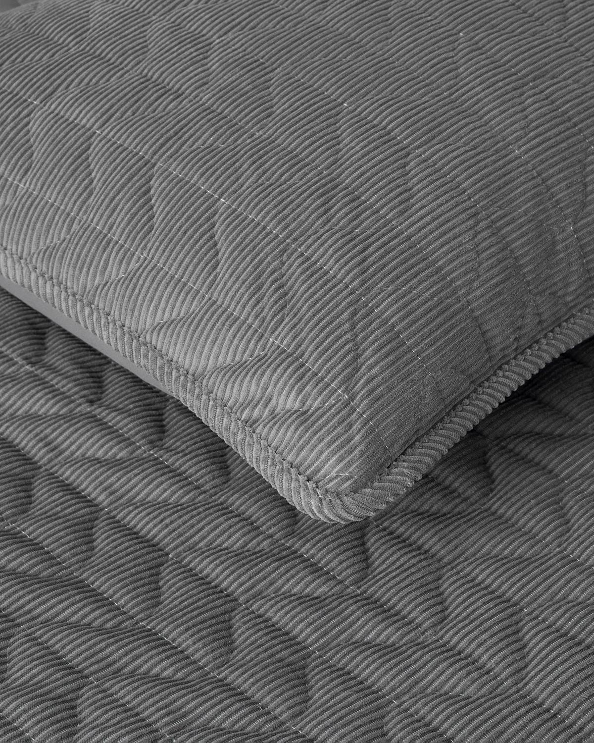Trigon Fitilli Kadife Çift Kişilik Yatak Örtüsü Takımı 200x220 cm Antrasit