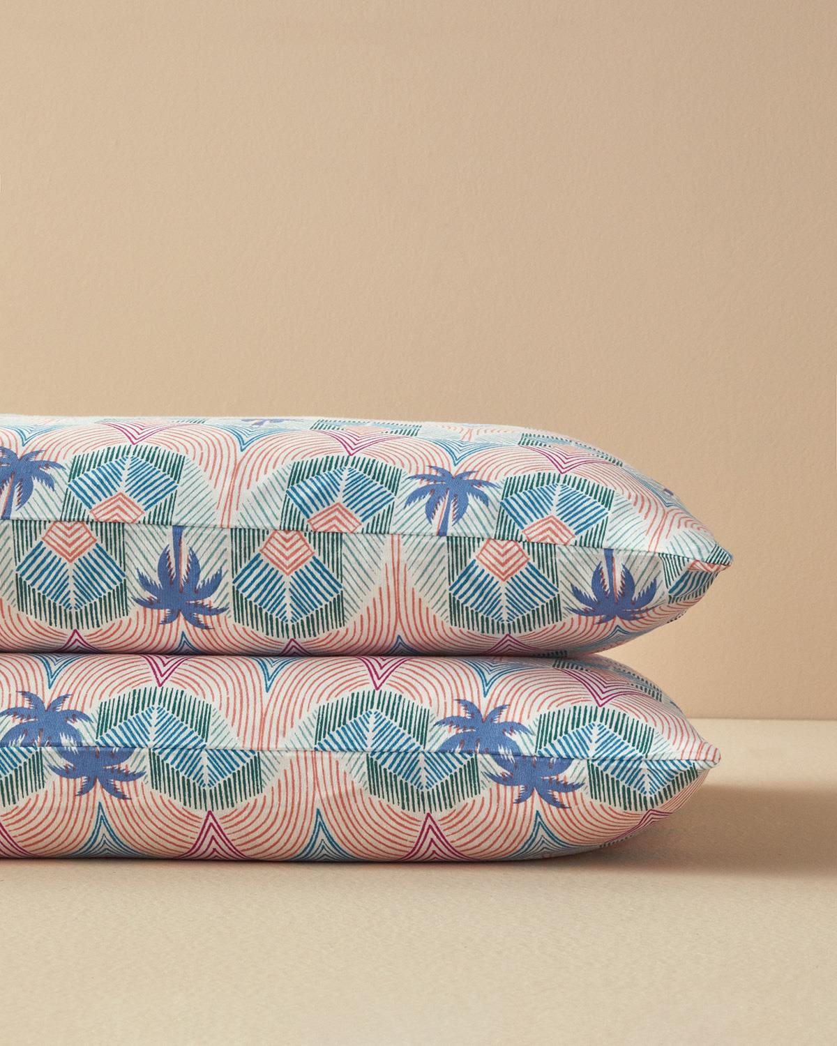 Tropical Palm 2'Li Yastık Kılıfı Mavi