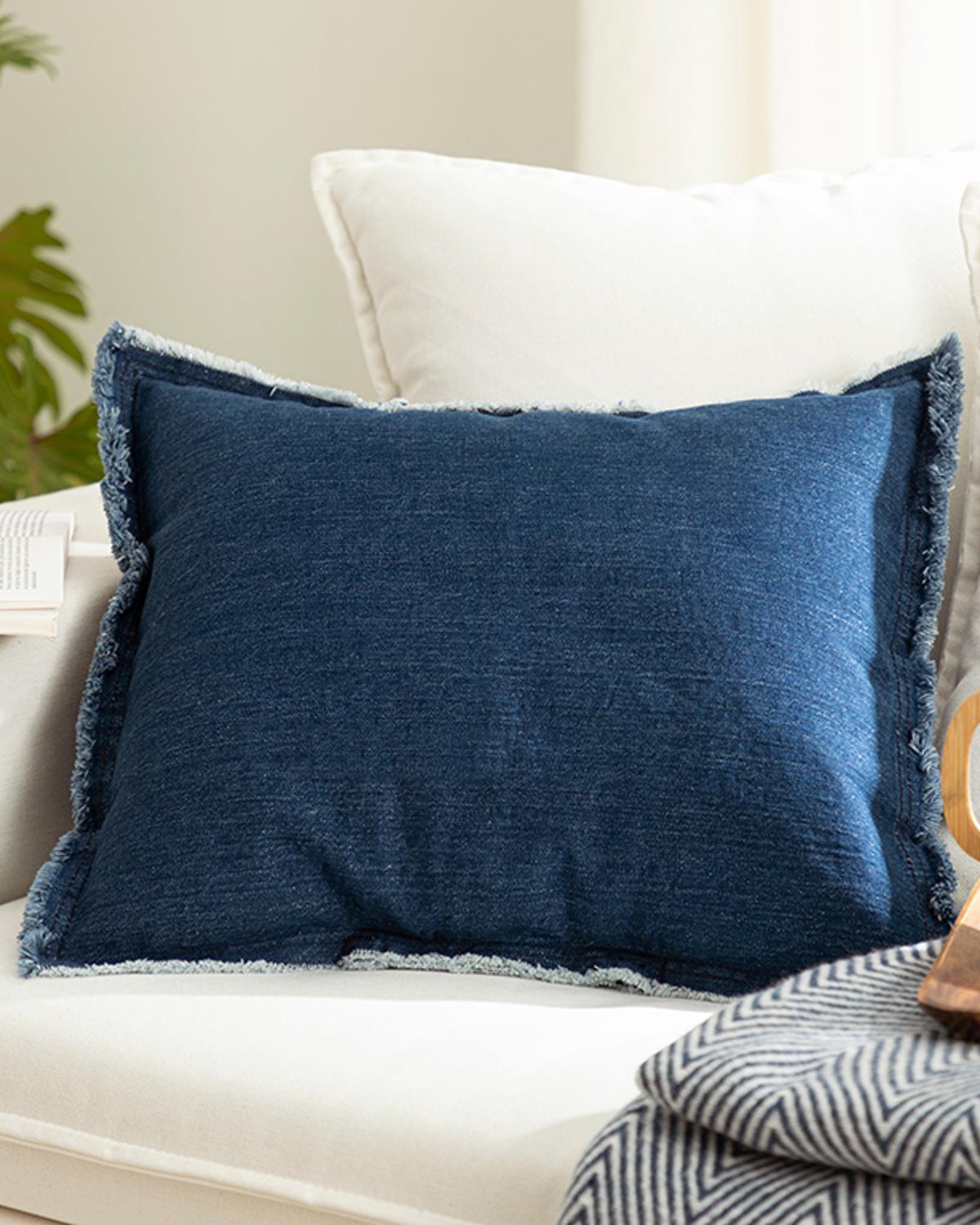 Tulipe Denim Kırlent Kılıfı İndigo
