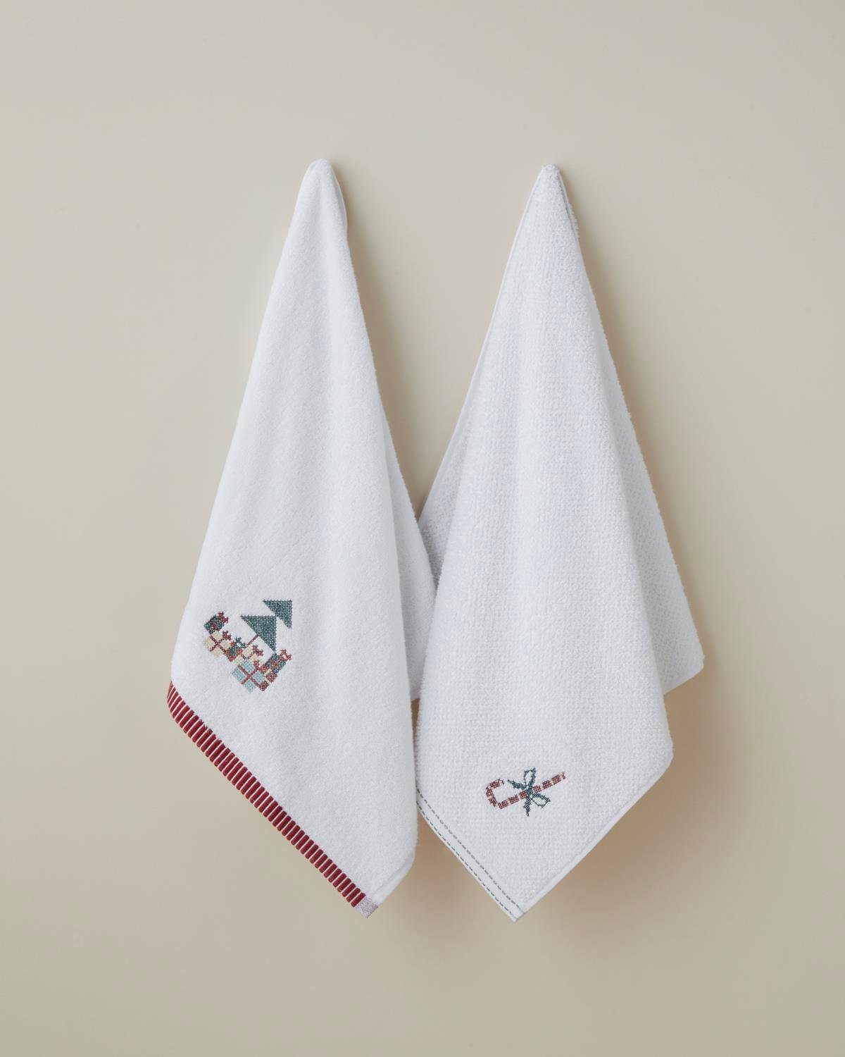 Twinkle Tree Pamuk Nakışlı Yüz Havlusu 50x80 cm Beyaz