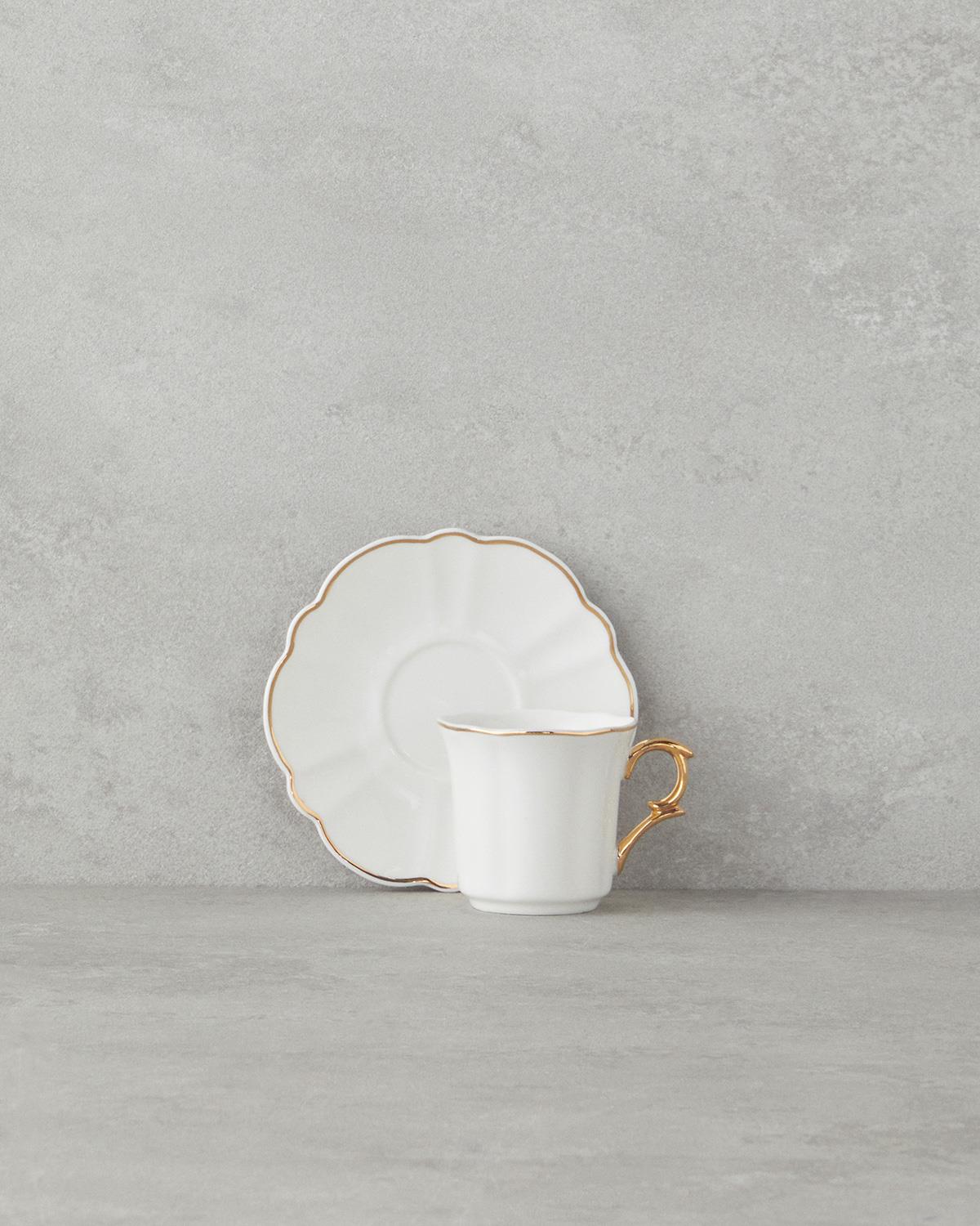 Twist New Bone China 12 Parça 6 Kişilik Kahve Fincan Takımı Gold