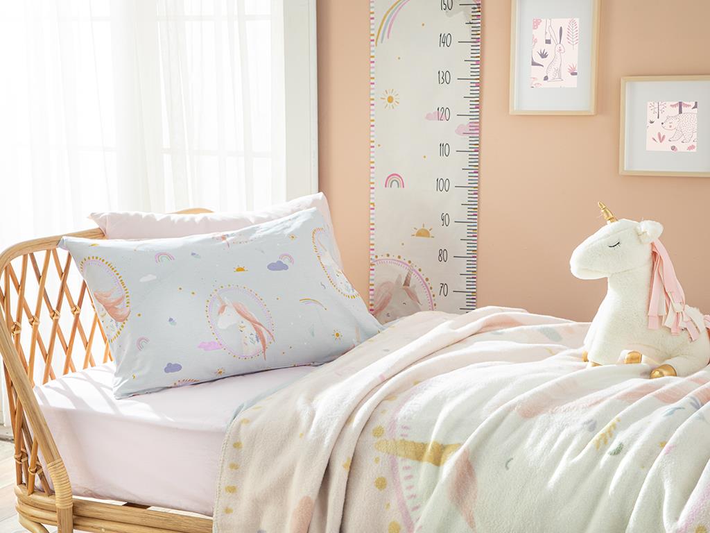 Unicorn Pamuklu Çocuk Battaniye Pembe