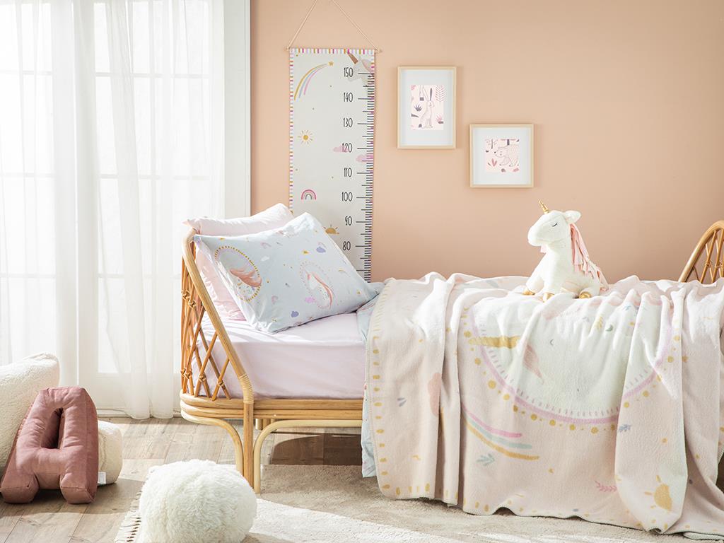 Unicorn Pamuklu Çocuk Battaniye Pembe