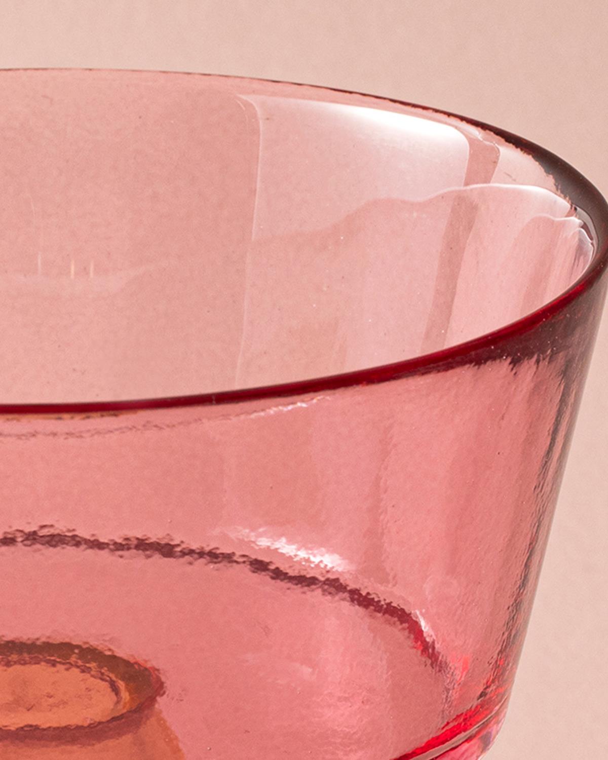 Unique Cam Ayaklı Sunumluk 16 cm Pembe - Turuncu