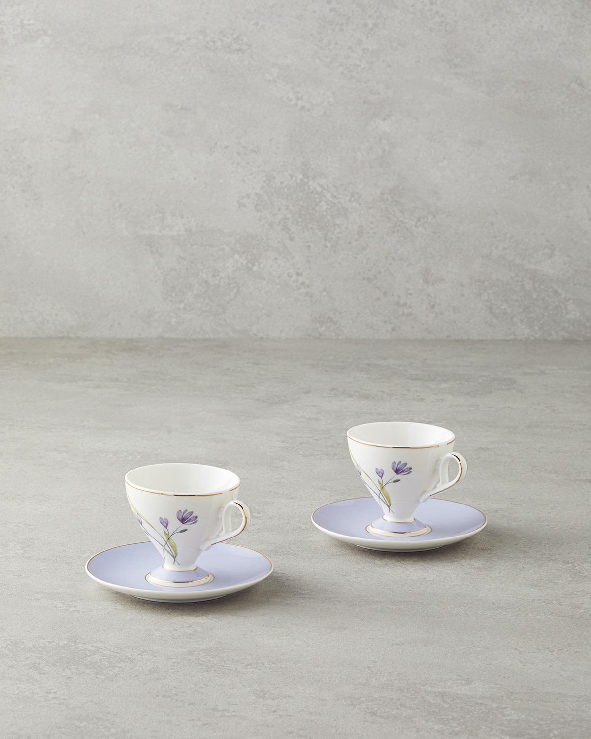 Valentina New Bone China 4 Parça 2 Kişilik Kahve Fincan Takımı 80 ml Lila