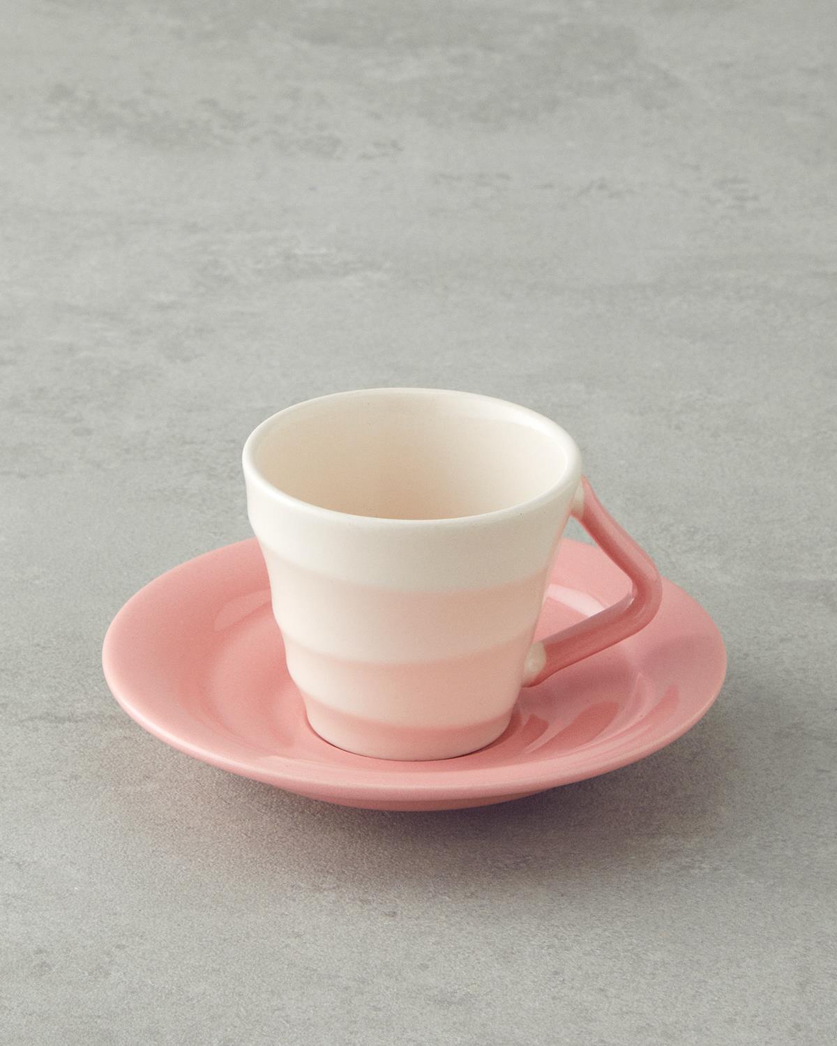 Valora Seramik 4 Parça 2 Kişilik Kahve Fincan Takımı 90 ml Pembe