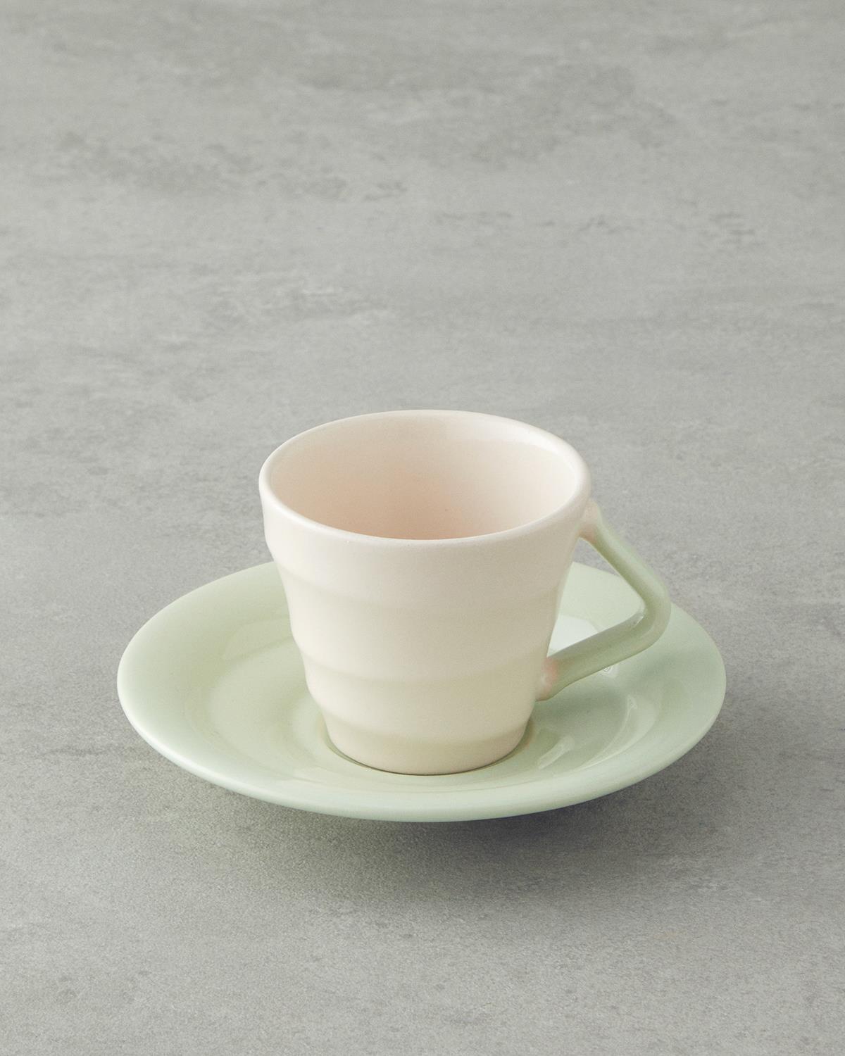 Valora Seramik 4 Parça 2 Kişilik Kahve Fincan Takımı 90 ml Açık Yeşil
