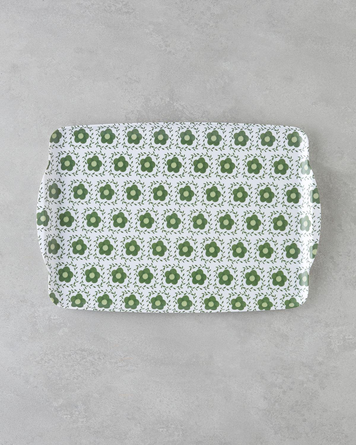 Verdura Melamin Kaydırmaz Tepsi 25x38 cm Yeşil