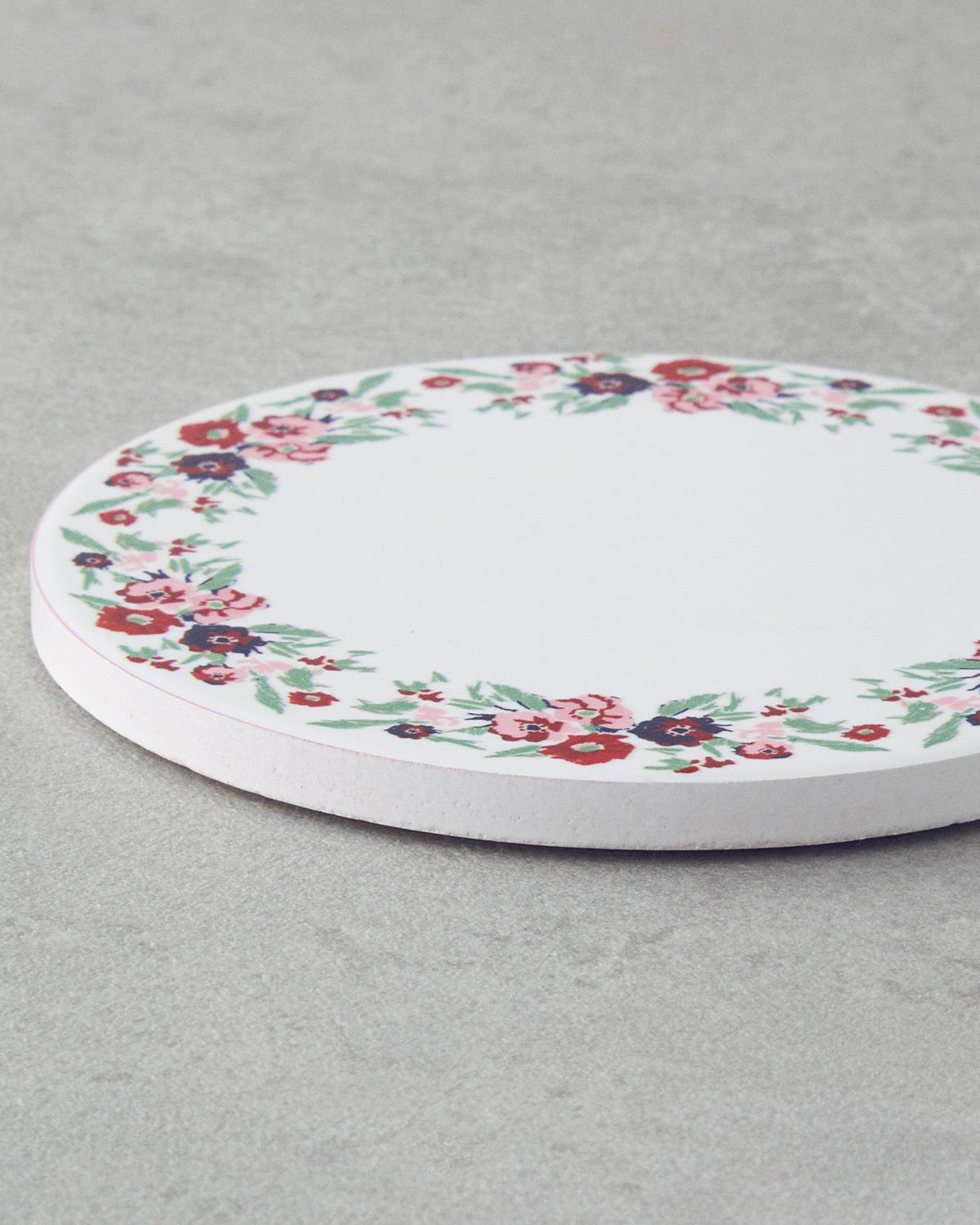 Vespera Seramik Bardak Altlığı 11 cm Beyaz - Pembe