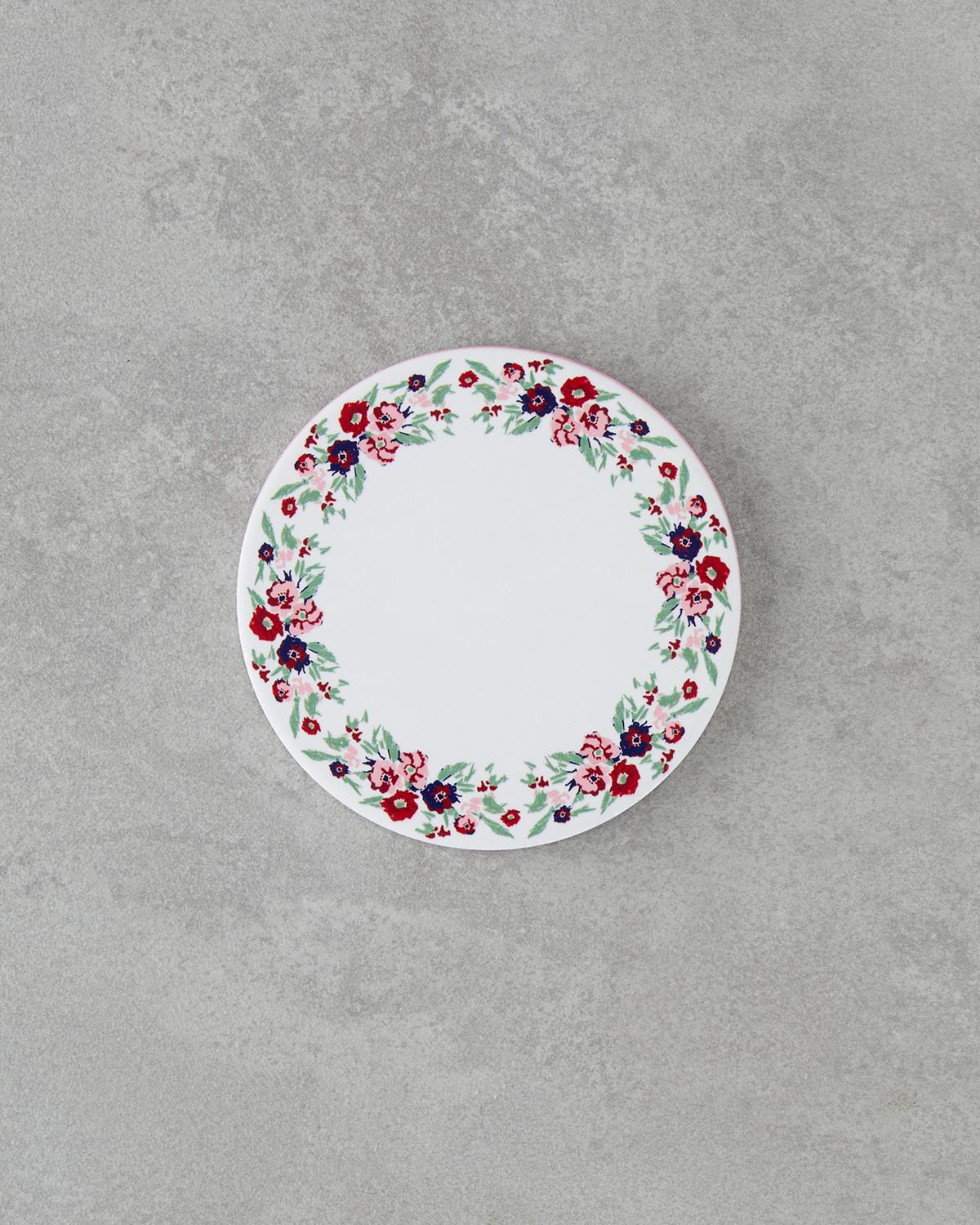 Vespera Seramik Bardak Altlığı 11 cm Beyaz - Pembe