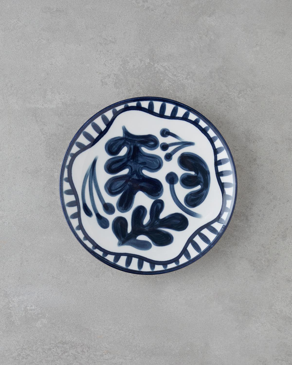 Via Porselen 6'lı Pasta Tabağı 21 cm Beyaz - Lacivert