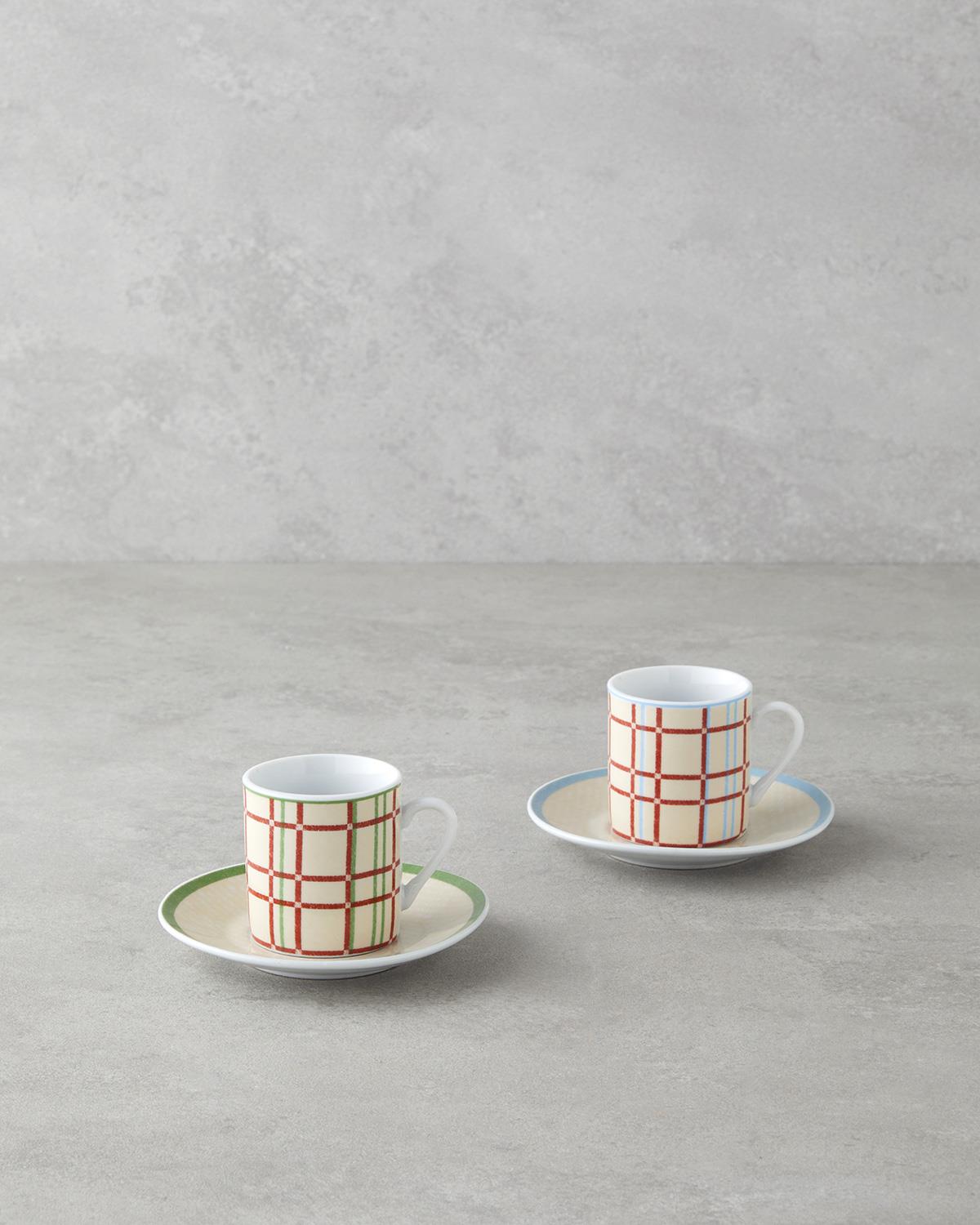 Vibe Porselen 4 Parça 2 Kişilik Kahve Fincan Takımı 80 ml Renkli