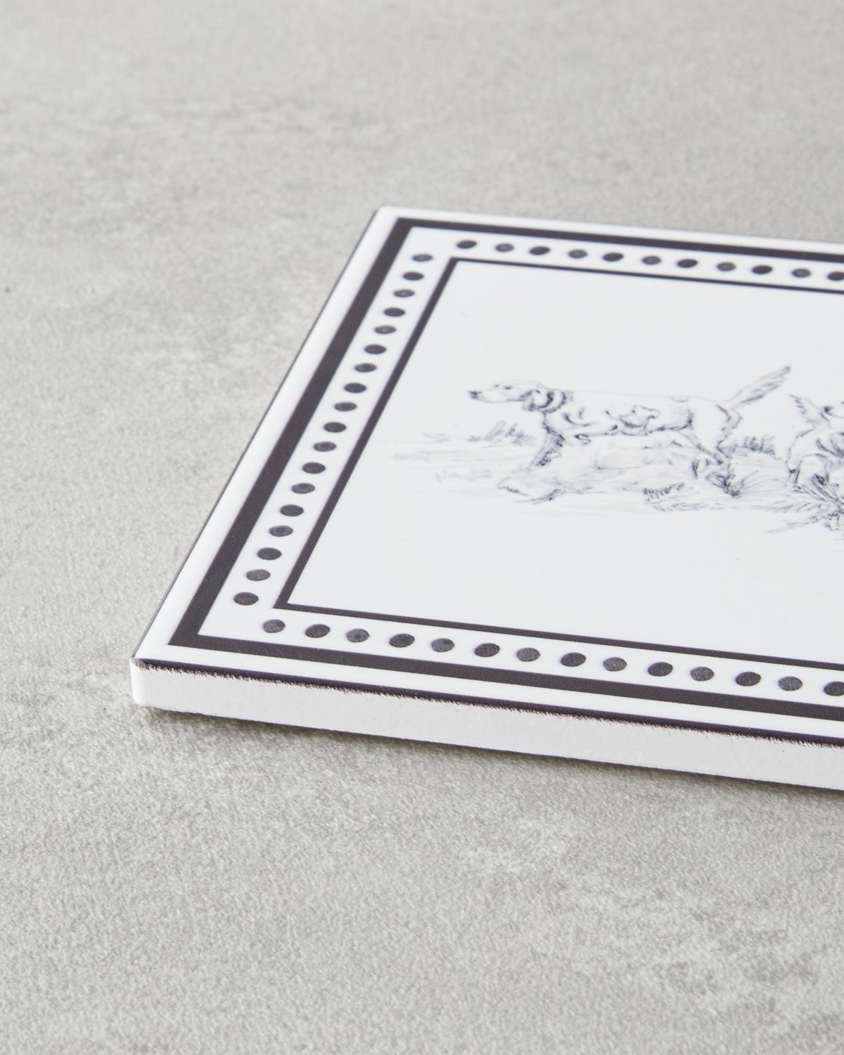 Victoria Seramik Bardak Altlığı 10.8x0.8 cm Siyah - Beyaz