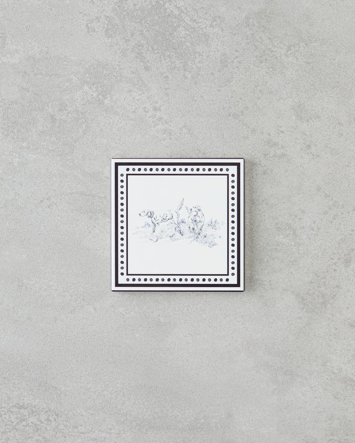 Victoria Seramik Bardak Altlığı 10.8x0.8 cm Siyah - Beyaz