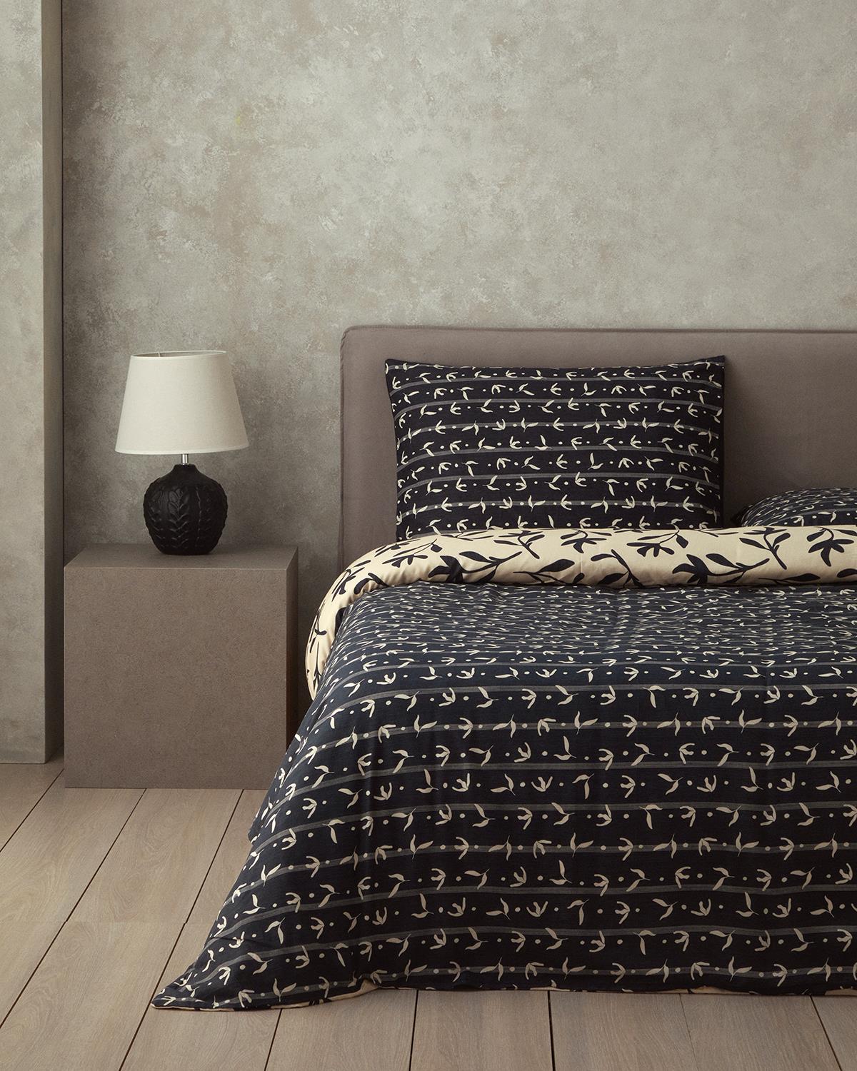 Vinette Dijital Baskılı Soft Cotton Çift Kişilik Nevresim Seti Bej