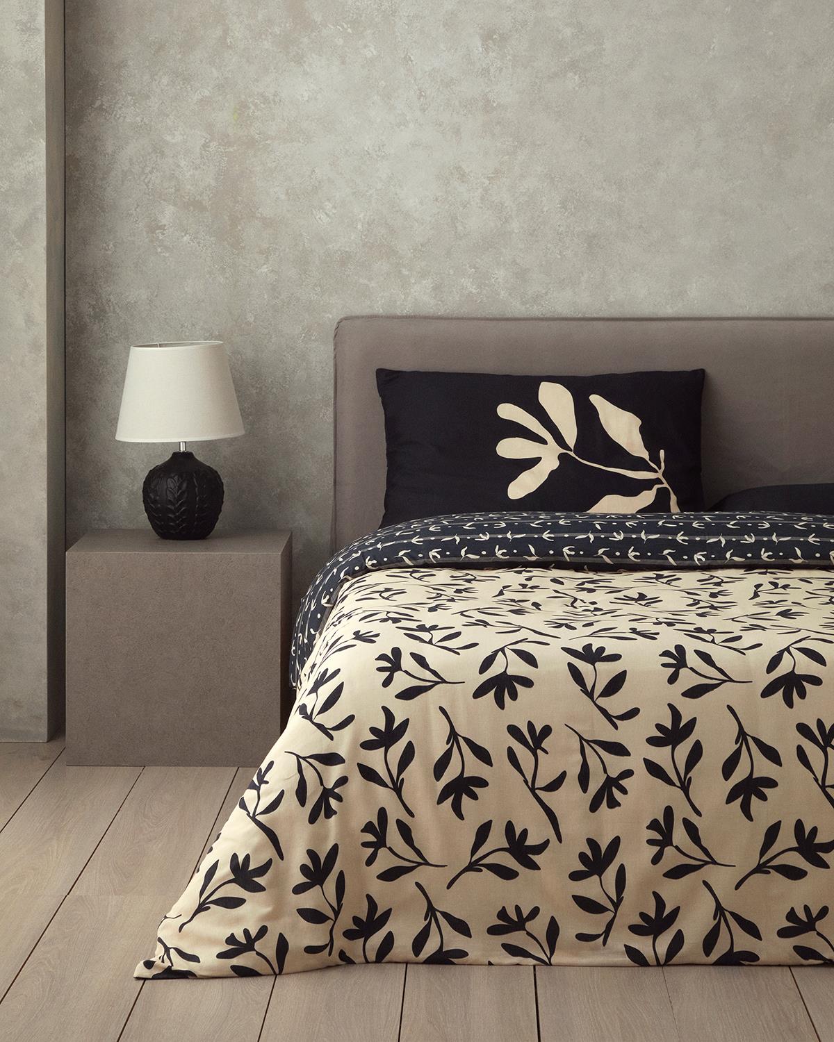 Vinette Dijital Baskılı Soft Cotton Çift Kişilik Nevresim Seti Bej