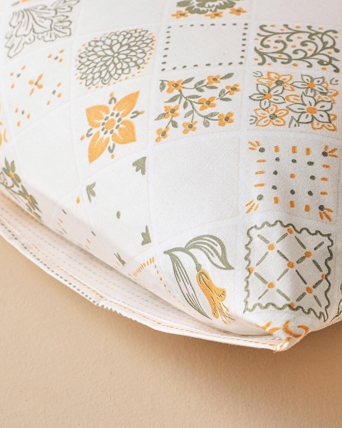 Vintage Argyle Pamuklu 2'li Yastık Kılıfı 50x70 cm Yeşil-Sarı
