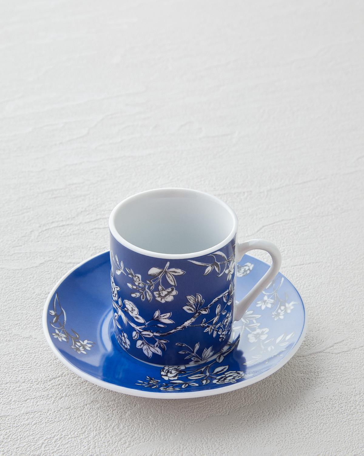 Viva Porselen 4 Parça 2 Kişilik Kahve Fincan Takımı 80 ml Lacivert