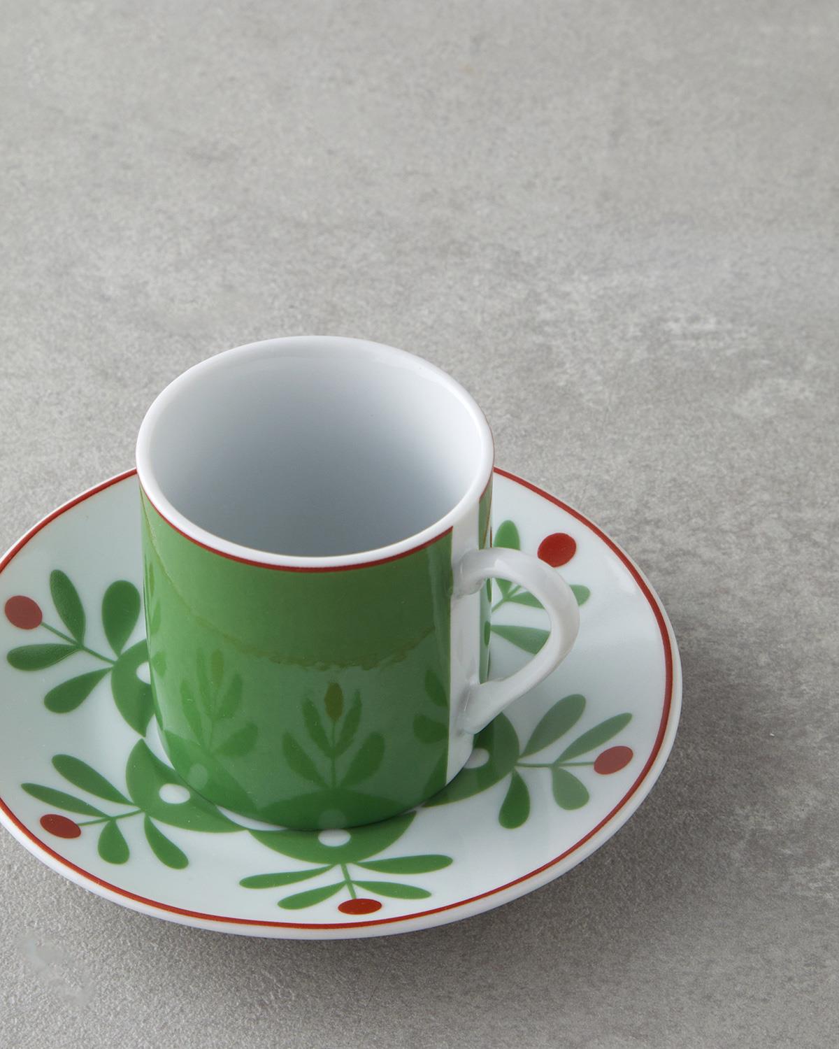 Vivy Porselen 4 Parça 2 Kişilik Kahve Fincan Takımı 80 ml Bordo-Yeşil