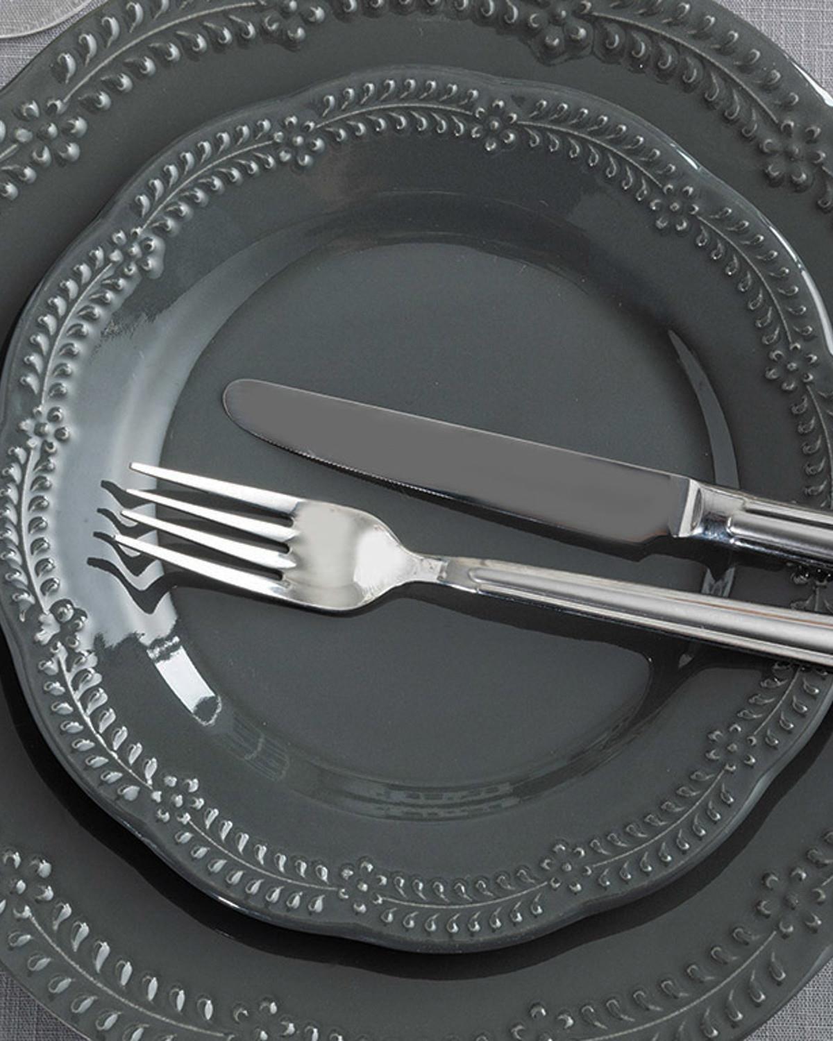 Viyana Porselen Pasta Tabağı Antrasit