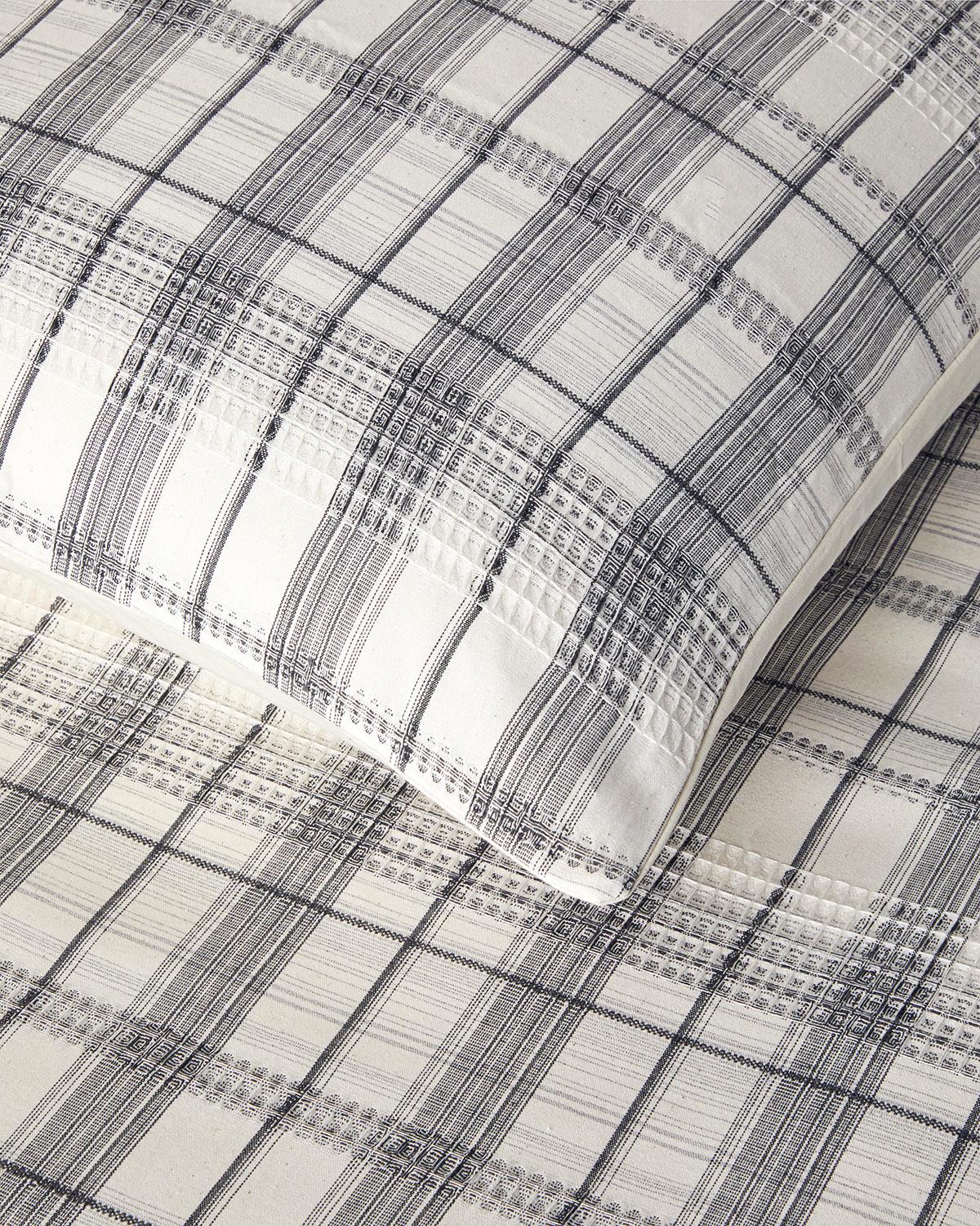 Waffle Check İpliği Boyalı Çift Kişilik Nevresim Takımı 200x220 cm Gri