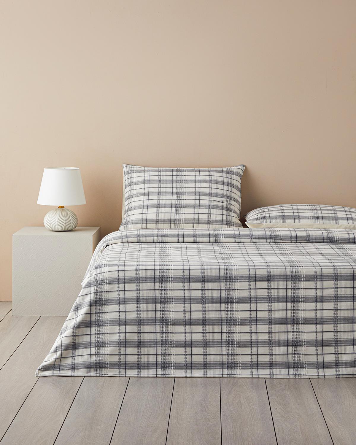 Waffle Check İpliği Boyalı King Size Nevresim Takımı 240x220 cm Gri