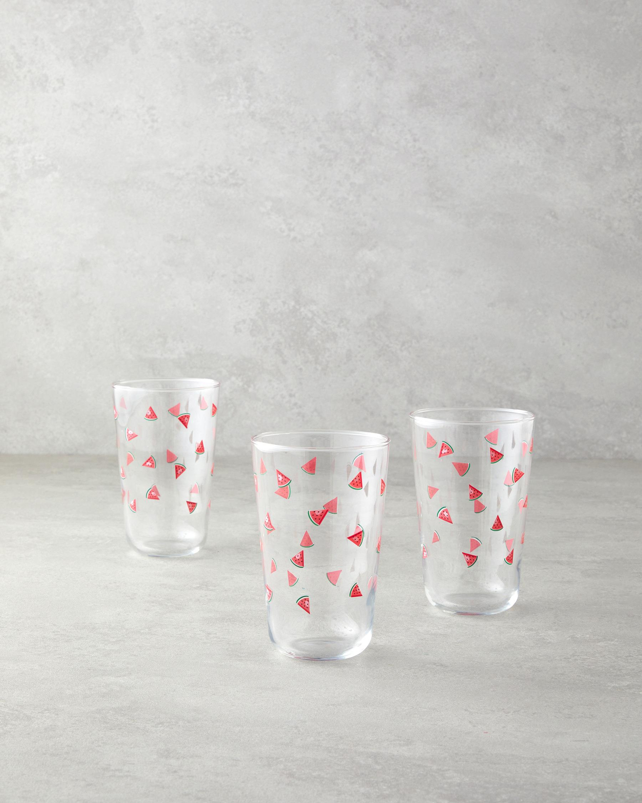 Watermellies Cam 3'lü Bardak 400 ml Kırmızı