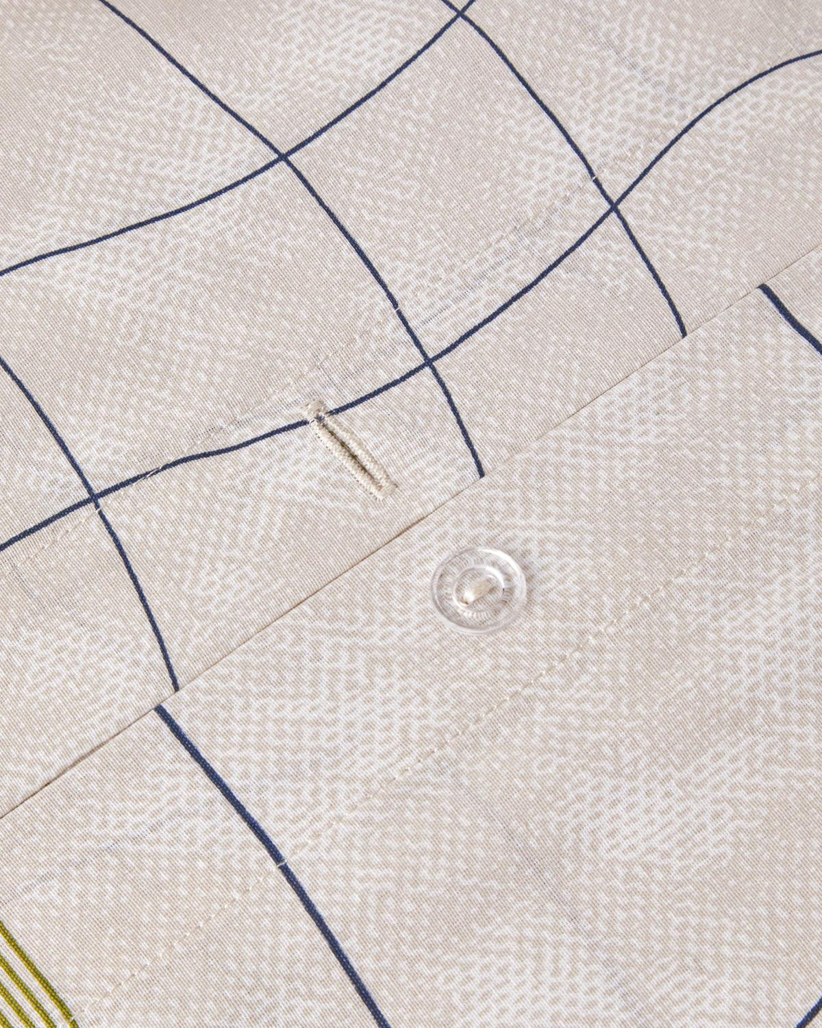 Wave Check Kolay Ütülenir Tek Kişilik Nevresim Takımı 160x220 cm Açık Yeşil-Bej