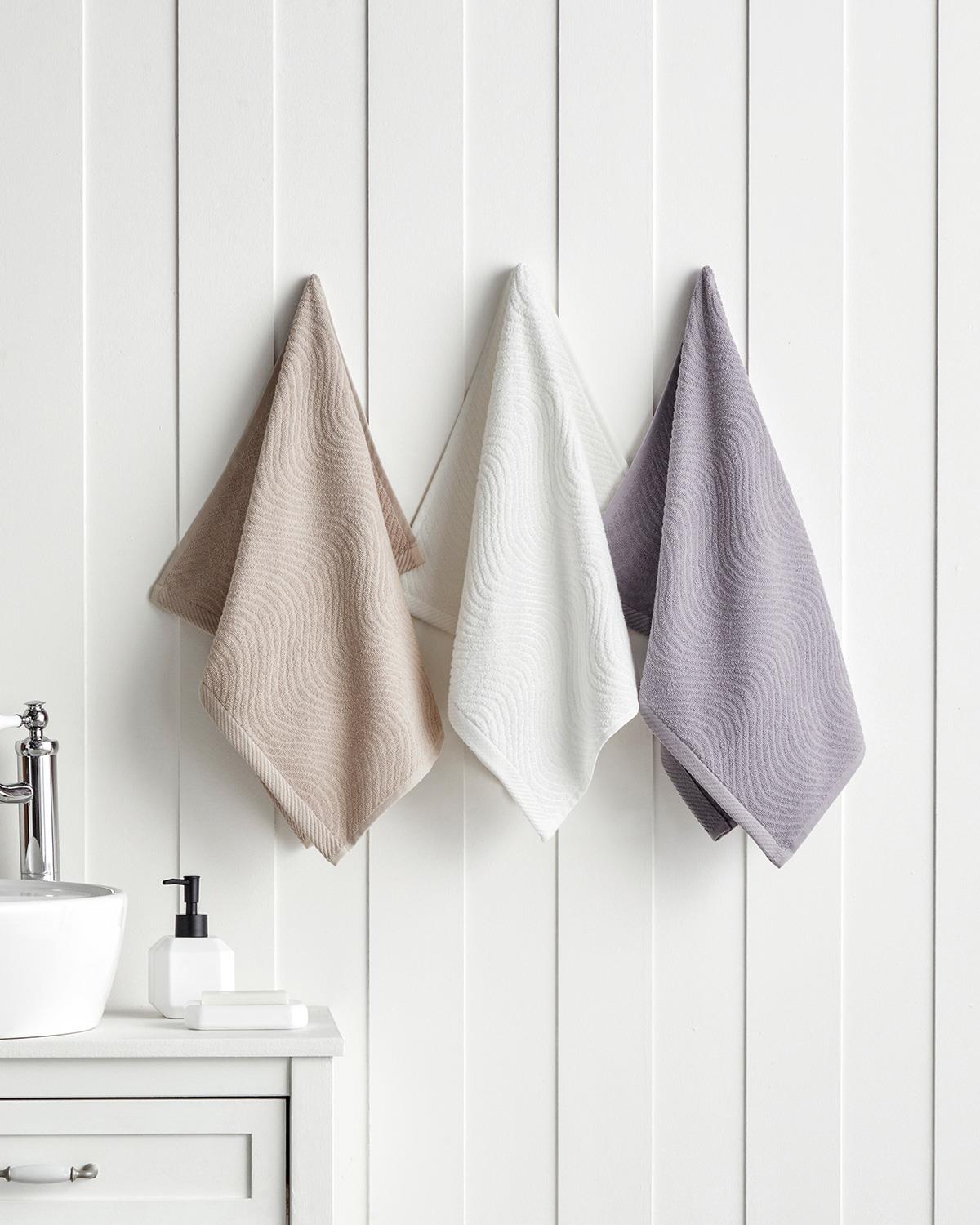 Wave Pamuk Yüz Havlusu 50x70 cm Açık Bej