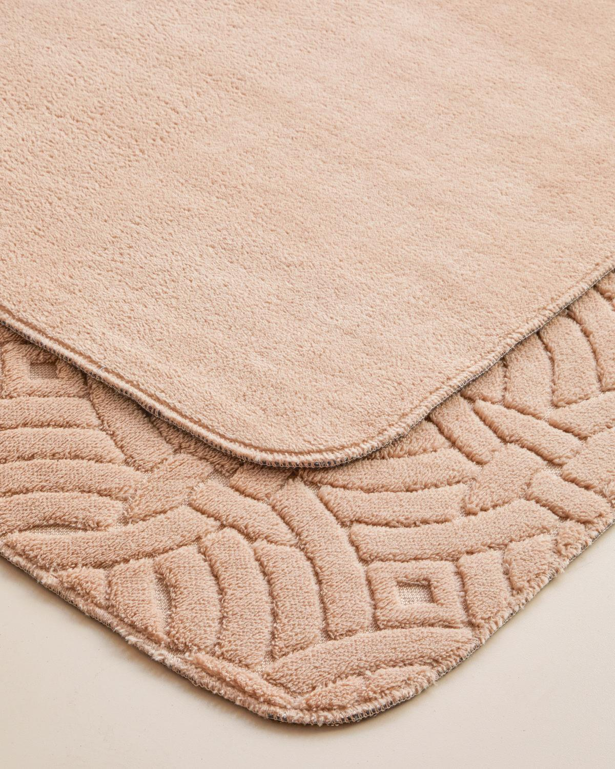 Wavelet Banyo Paspası Seti 60x100 cm + 50x60 cm Açık Bej