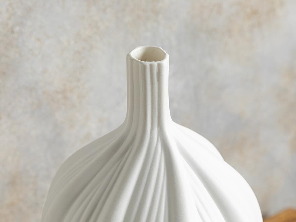 Wavy Stoneware Vazo Beyaz