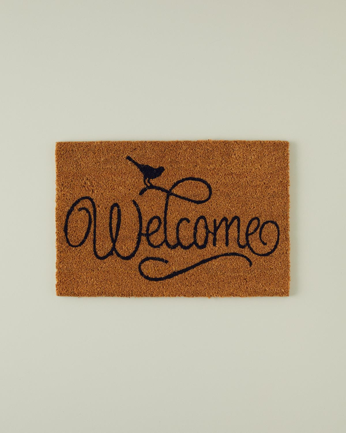 Welcome Baskılı Kapı Önü Paspası Naturel