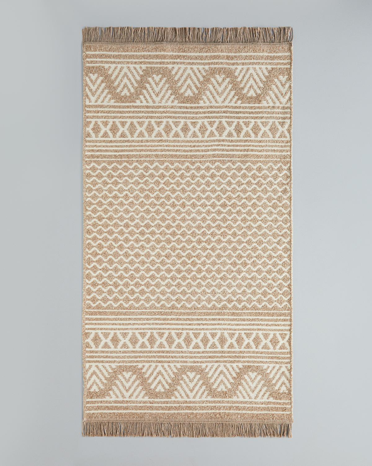 Welle Dokuma Kilim 80x150 cm Açık Krem - Kahve