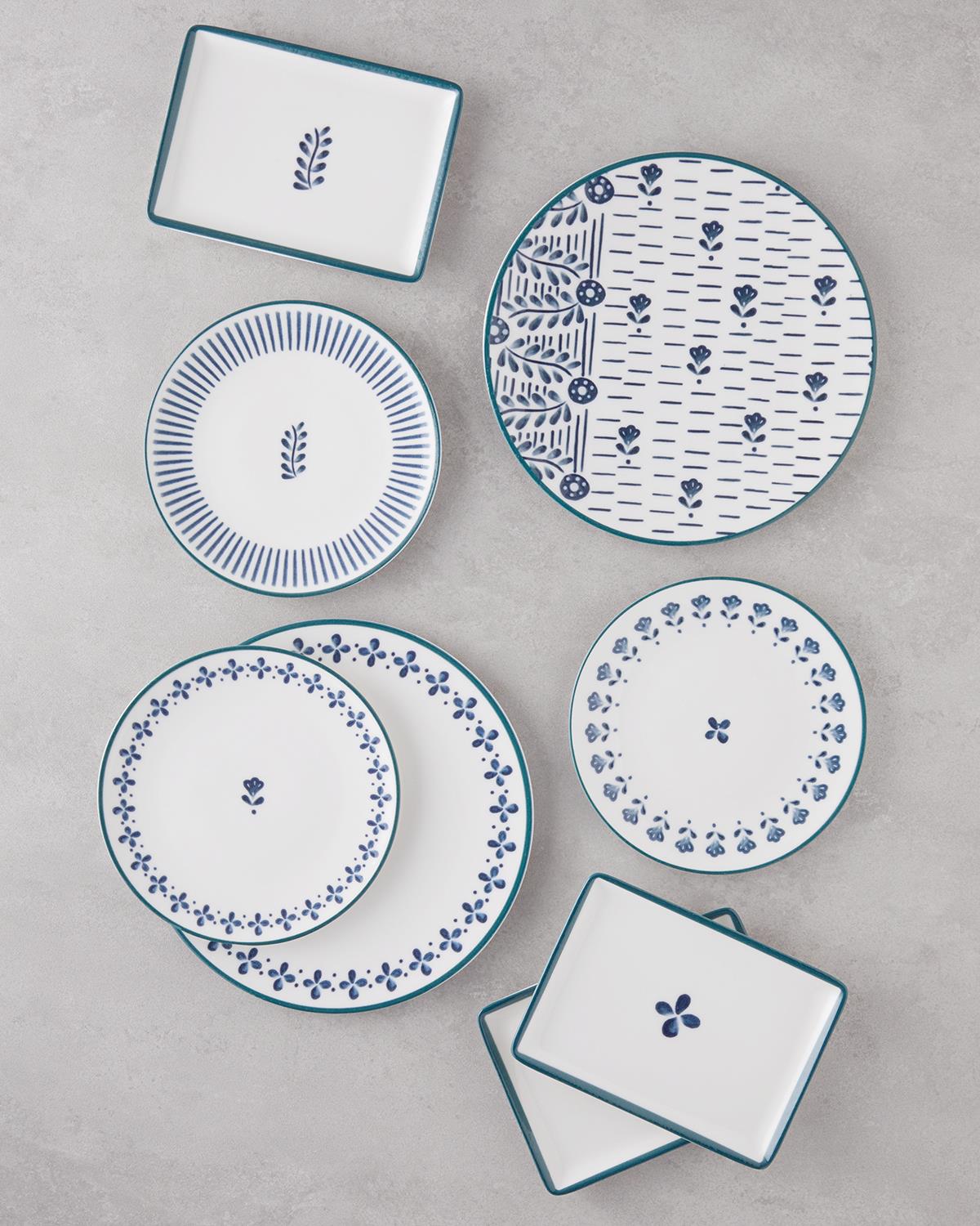 Wells Porselen Kahvaltı ve Sunum Seti 18 Parça 6 Kişilik Mavi