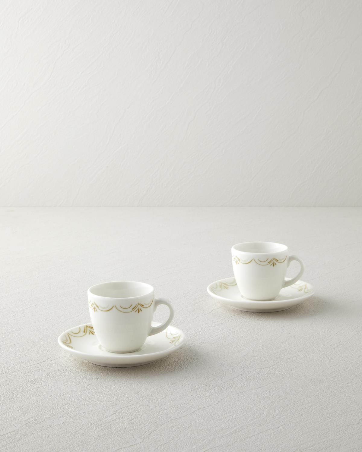 Whispering Bone Porselen 4 Parça 2 Kişilik Kahve Fincan Takımı 90 ml Yeşil