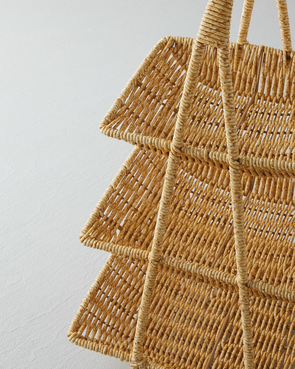 Wicker Plastik Rattan Katlı Servis 26x22x44 cm Açık Kahverengi